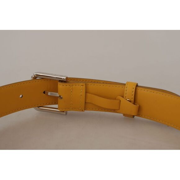 Dolce & Gabbana Yellow Leather Silver Tone Logo Metal Buckle Women\'s Belt